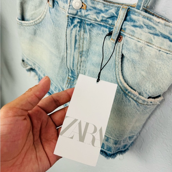 ZARA Denim Skirt style crop top blue size XS - Picture 4 of 11